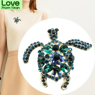 Green Rhinestone Sea Turtle Animal Brooch Pins For Women Jewelry Gift