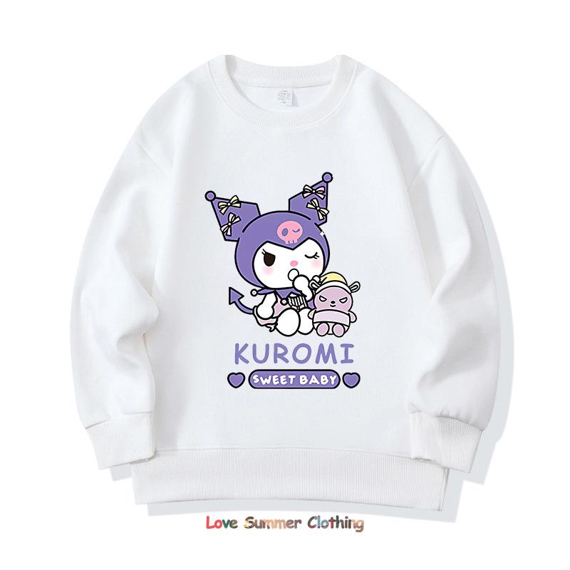 Girls Crewneck Sweatshirt My Melody Sario Cute Hoodie Clothes Kawaii Girls Kuromi Sweatshirt Spring Autumn Sweatshirt Child Tops