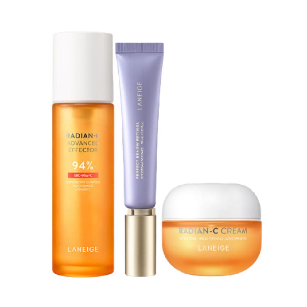 Laneige Retinol 30ml + Radian-C Cream 30ml & Effector 150ml Set Anti-Aging & Brightening Skincare Routine