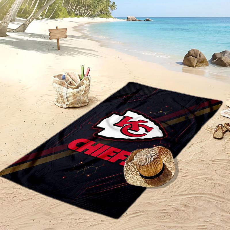 Kansas City Chiefs Print Beach Towel Soft Portable Quick?dry Towel For Pool Summer Vacation Outdoor Sport