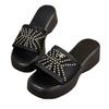 Wedge Heel Height-increasing Shoes One-shoulder Slippers Fish-mouth Beach Slippers Casual Sandals