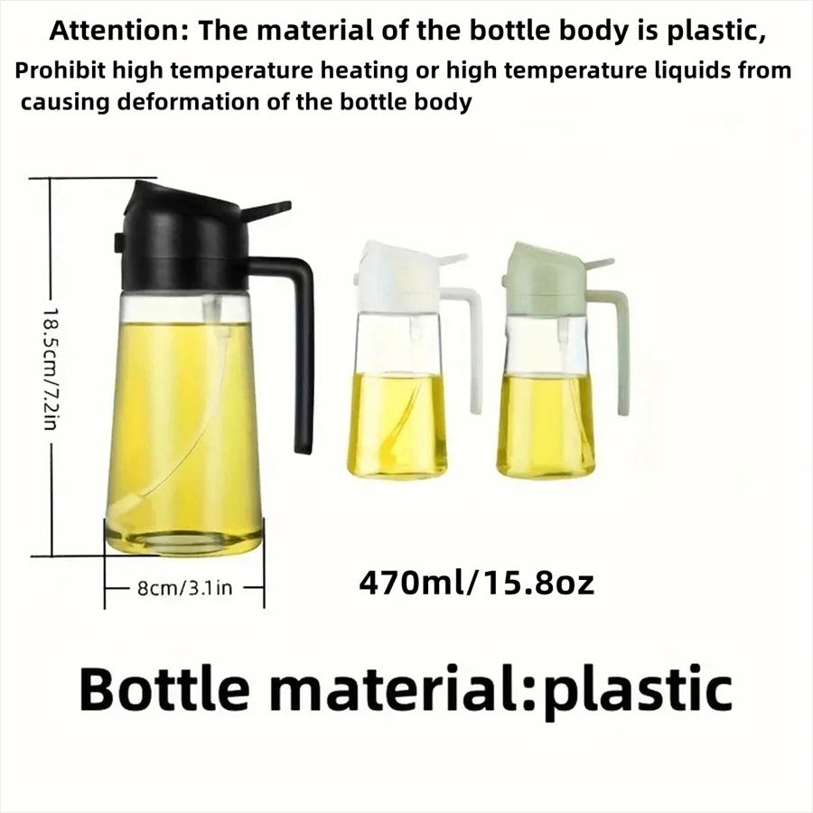 Tragbare Ölsprühflasche, 2-in-1 Olivenölsprüher & Nachfüllwerkzeug, Küchenhelfer zum Kochen für Heißluftfritteuse, BBQ, Backen, Salat, 470 ml