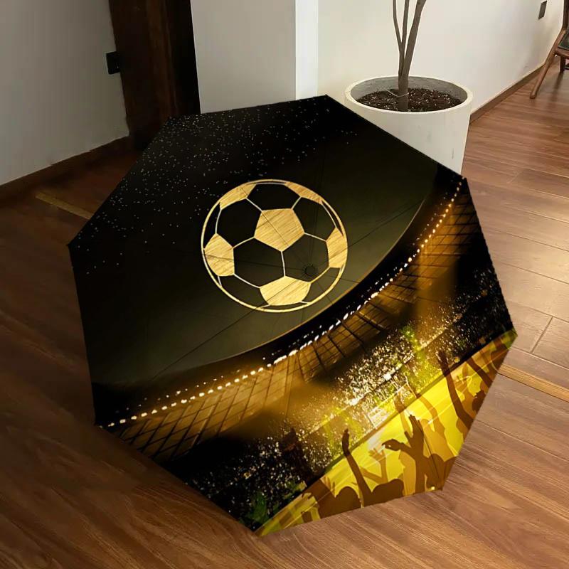 

Golden Soccer Ball Stadium Night Scene with Automatic Opening/Closing Umbrella, Portable Tri-Fold Design, 8-Bone Iron Frame Outdoor Umbrella