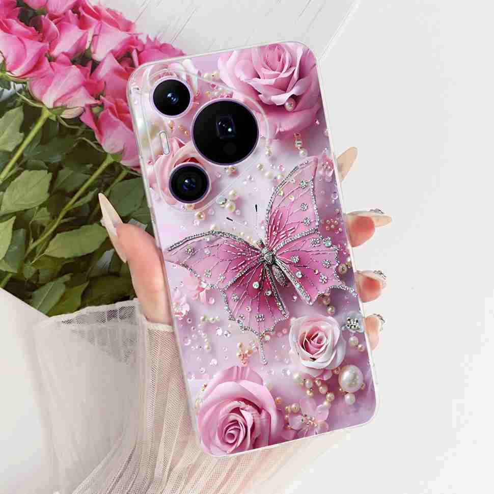For Huawei Pura 70 Pro HBN-LX9 Case Luxurious Pattern Butterfly TPU Back Cover For Pura 70Pro+ 70 Pro Plus HBN-AL10 Phone Shell