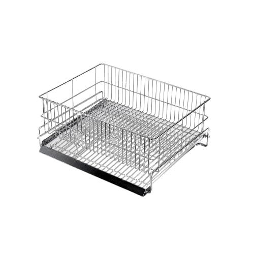 Otake Sangyo Japanese-made Dish Drainer with Draining Tray, Regular Size, Vertical Stand, 29 X 35 Cm, All Stainless Steel, Silver, Made In Tsubame-San