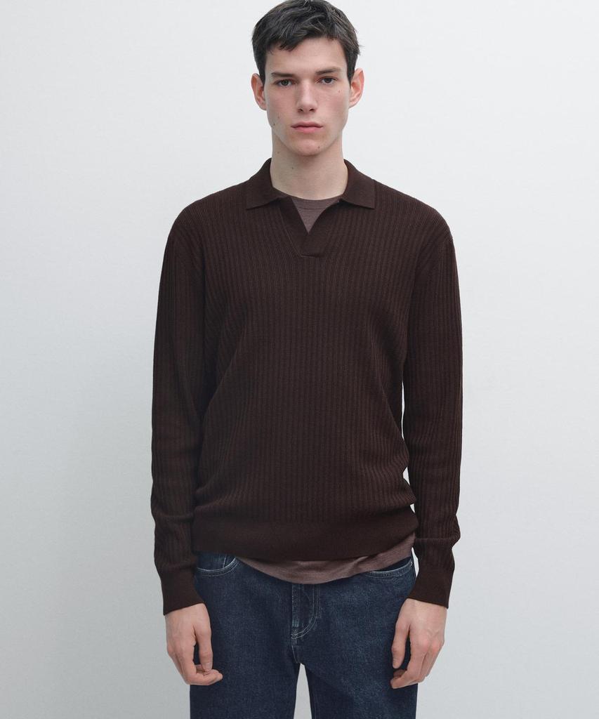 Masimodutti Cotton Blend Knit Jersey Polo