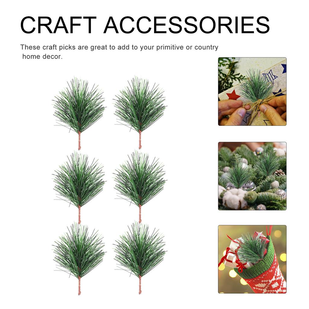 24Pcs Artificial Christmas Pine Branches Pine Picks Premium Material for Tree Ornaments Holiday Decorations Party Supplies
