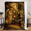 Angel and Virgin with Candlelit AmbianceFlannel blanket for bedroom, living room, sofa, and nap