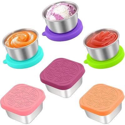 304 Stainless Steel Sauce Container with Silicone Lid, Sealed, for Outdoor Use and Seasoning.