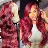 European and American Fashion Burgundy Wig Hot Selling Front Lace 13*4 Large Wavy Long Curly Hair Full Headset