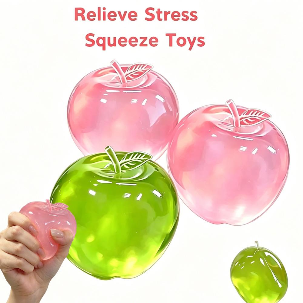 #Hot Apple Pinch Crystal Transparent Stress Toy, Slow Rebound Jelly Squeeze Fidget Toy, Soft Tpr Sensory Toy, Anxiety Relief
