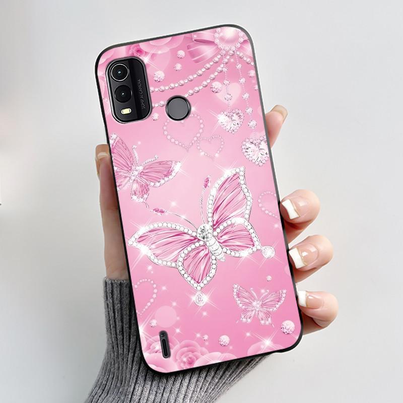 Per Nokia G11+ G11 G21 Custodia Coppia Moda Farfalle Fiori Nero Morbido Silicone TPU Cover Posteriore per Telefono Nokia G11 Plus