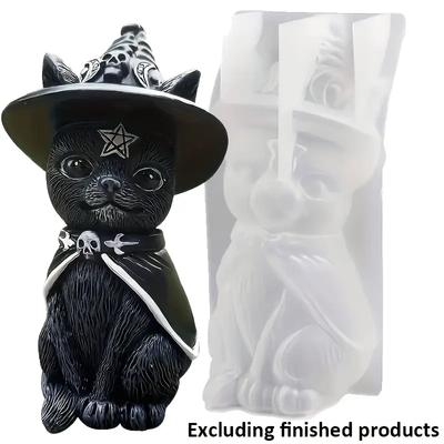 Molde de Silicone Gato Mágico 3D Molde de Resina Epóxi Cristal DIY Gato Pirata Diabo Pingente de Chave Ornamento Animal Molde de Silicone Ferramenta de Joias