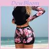 Zwemkleding met lange mouwen en print voor dames met dubbellaagse broek voor gebruik op het strand en in het zwembad
