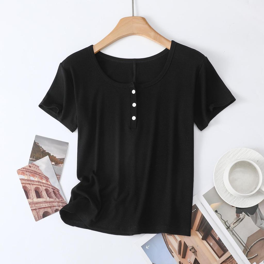 Women's Lightweight Tencel Short-Sleeve Round Neck T-Shirt - Soft, Loose-Fit, Solid Color, Summer Cool Style