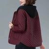 Herbst Winter Jacke Damen Leichter Baumwollmantel Koreanische Mode Mittleres Alter Kapuzen-Baumwollwattierte Jacke Damen Lässige Oberteile