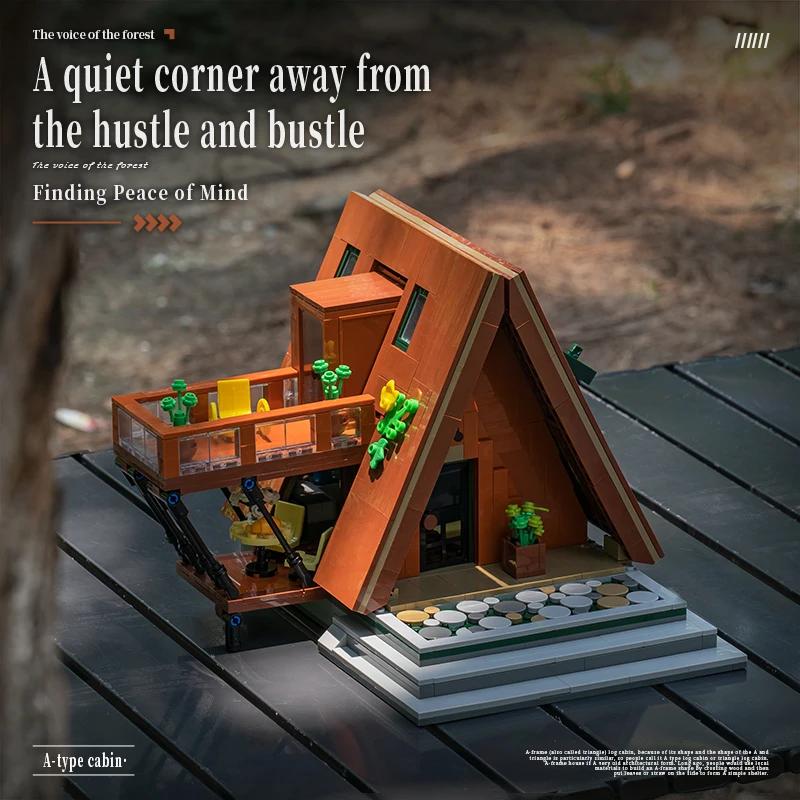 A-Frame House Building Blocks MOC Kit Creative Technical Assembly Bricks Desktop Decoration STEM Toys Holiday Family Gift