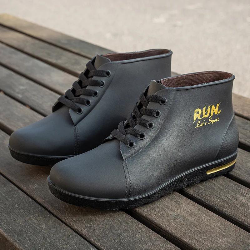 Men Rain Boots Waterproof Shoes Fishing Husband  Man Work Garden Rubber Boot Oil-proof Non-slip Kitchen Shoes Footwear2024