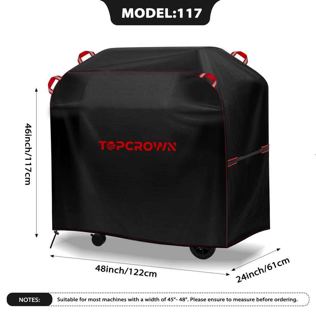 [Tc-420D Red Line Bbq Cover] Topcrown Outdoor Barbecue Grill Cover, Uv-Resistant 420D Oxford Cloth Material, Windproof Design with Adjustable Straps