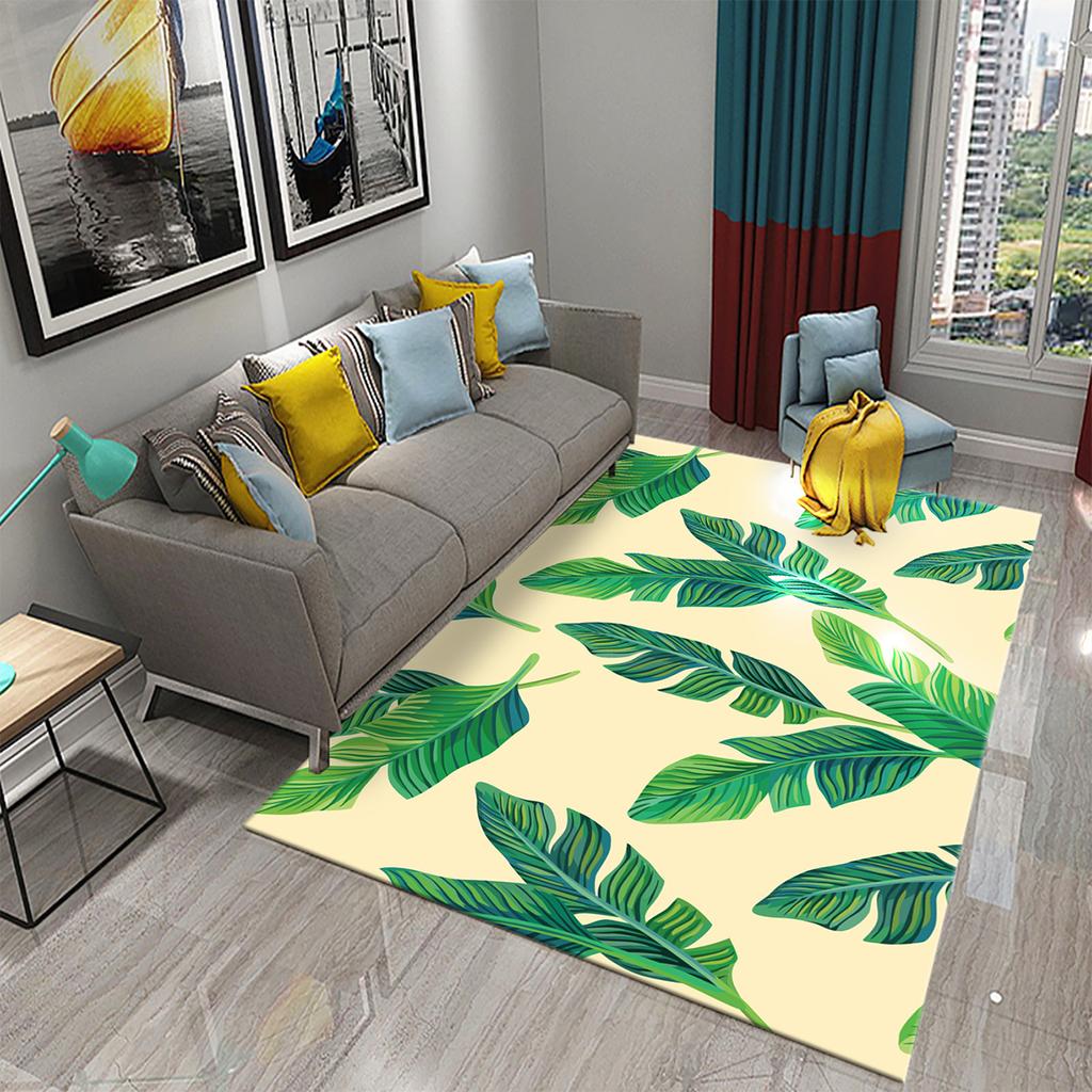 3D Palm Leaf Carpet Green Tropical Plants Rugs Kitchen Bathroom Anti-Slip Door Mats Carpet Living Room Bedroom Decor Floor Rugs