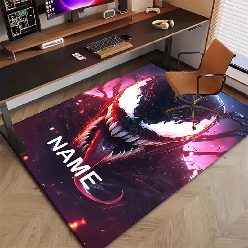 Custom Venom Mat Personalized Name, Polyester Washable Indoor Entryway Rug, Gift for Christmas, Easter, Thanksgiving Day