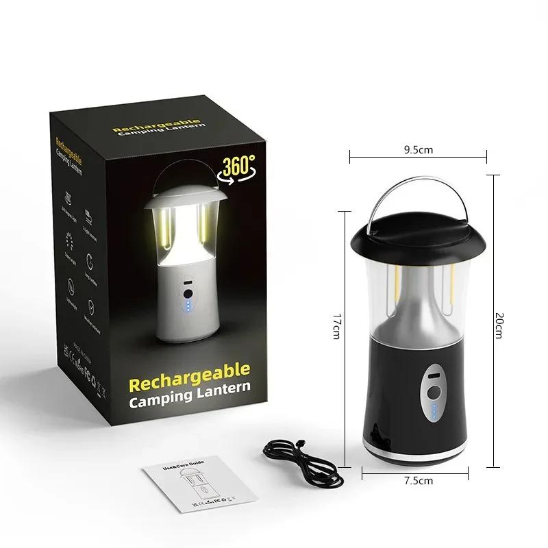 USB Rechargeable Camping Light 3 Color Modes Stepless Dimming Waterproof LED Emergency Hanging Lamp for Outdoor Camping