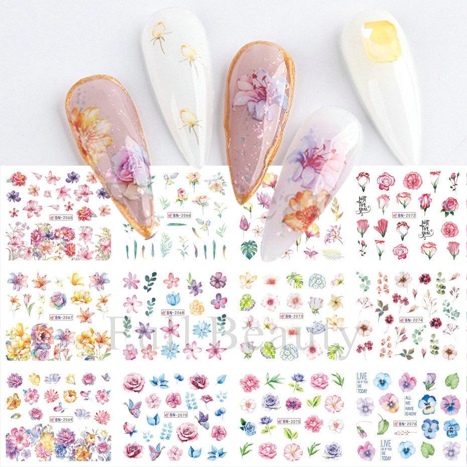 Nail Art Sticker, Spring And Summer Flower And Grass Series, Zou Ju Flower Watermark Nail Sticker