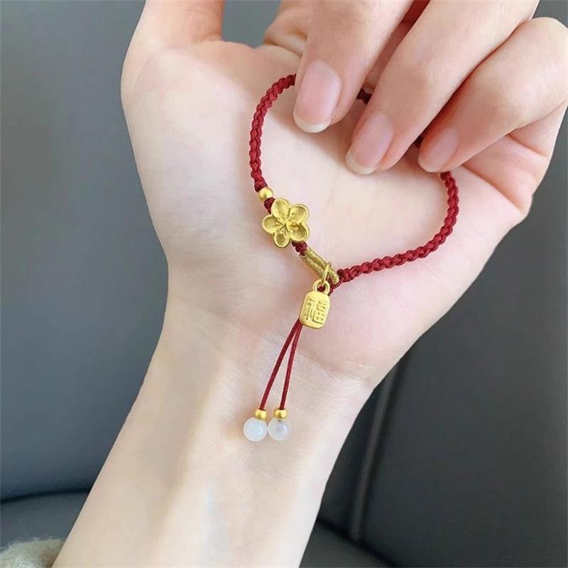 Fashion Handmade Red Rope Beads Bracelets For Men And Women Praying Wristband Lucky Health Amulet Jewelry Gift
