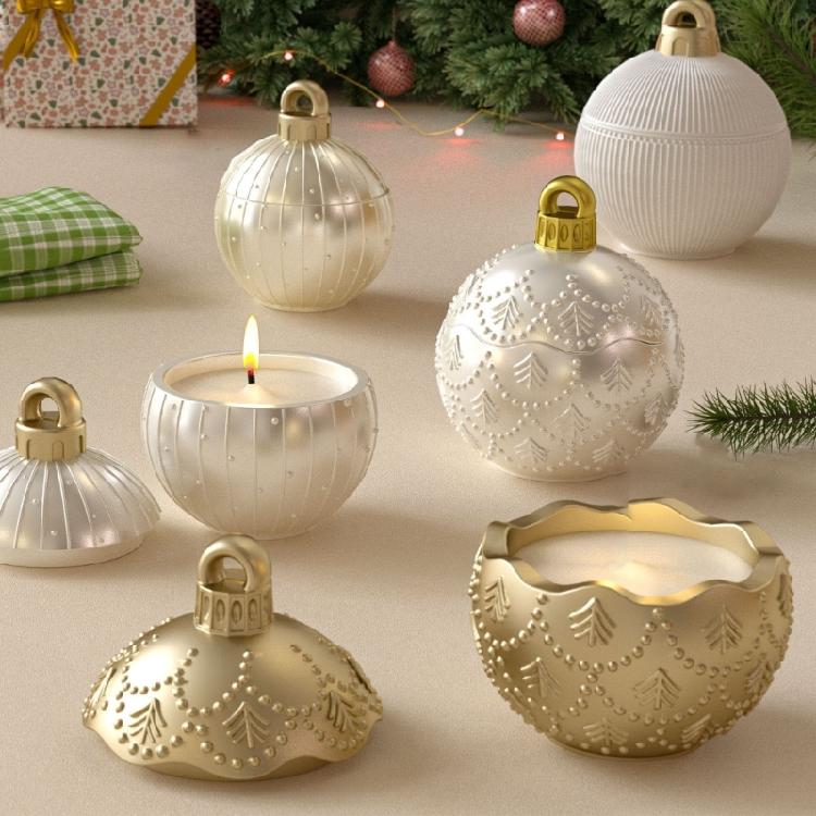 Palline di Natale Pallina Stampini in Silicone per Candele Tazza Portacandele Artigianale Sapone Barattolo Porta Gioielli Realizzazione e Regali di Festa