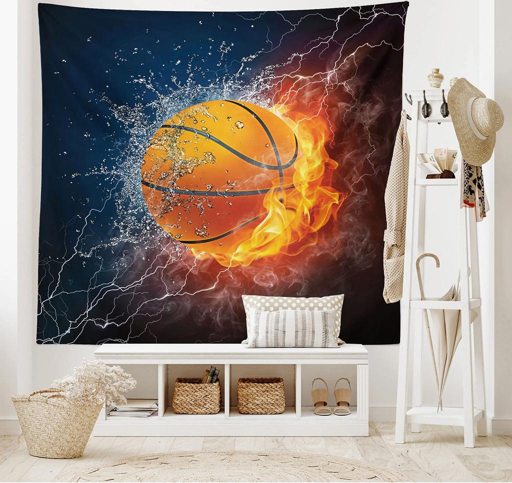 Sports Theme Tapestry for Teen Boys Gift Basketball Tapestry 3D Print Ball Games Wall Hanging For Bedroom Living Room Dorm Decor