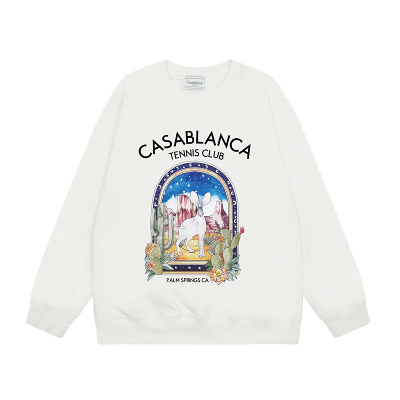 Casa spring and summer fantasy door starry sky castle casa letter long sleeve crew neck sweater couple T-shirt men and women couples