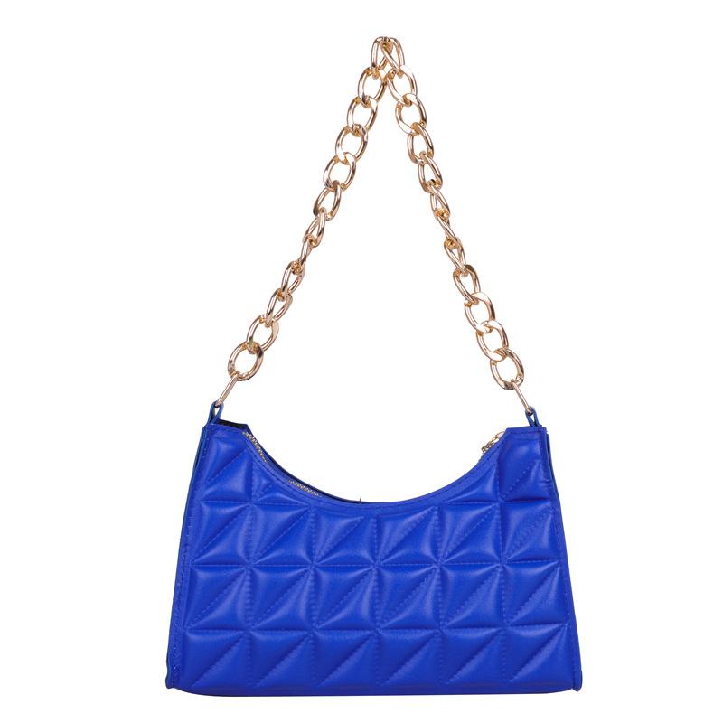 

Сумка ромбоподібної ретро-текстури жіноча 2024 літо нова модна ланцюгова сумка для щоденного використання, портативна сумка на плече/під пахву синій