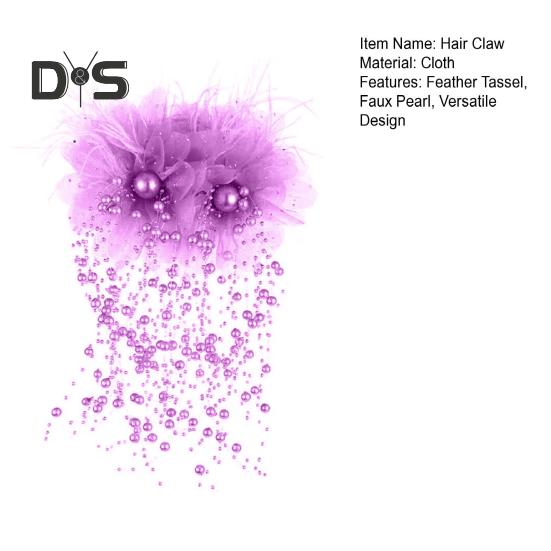 Vlasový dráp Peří Síťovina Příze Květinový dekor Spona do vlasů s umělým perlovým střapcem Zadní část Hlava Sprcha Vlasy Dráp