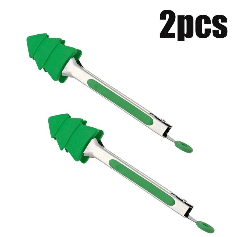 1-3PCS Stainless Steel Silicone Food Tongs BBQ Tongs Heat-Resistant Grilling Tongs for Steak Bread BBQ Accessories