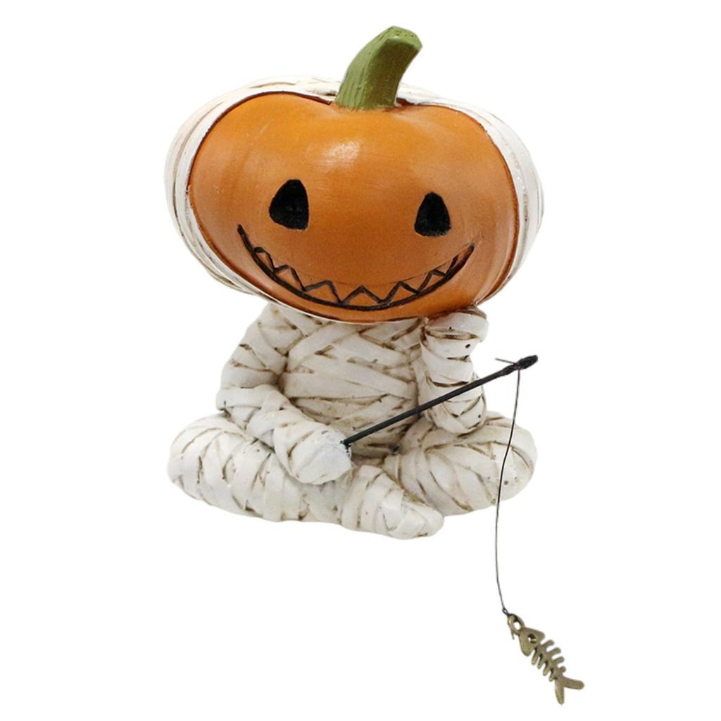 Pumpkins Scarecrows Fishing Figurine Personalized Office Desk Shelf Decoration For Halloween