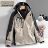 Unisex Water-Repellent 3-in-1 Jacket with Detachable Layers, Velvet Lining, Windproof & Waterproof for Autumn/Winter.