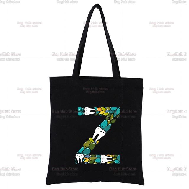 TOOTH 26 Letter Alphabet Printing Canvas Bag Shopper Bag Harajuku Style Women Bags Shoulder Bag Handbag