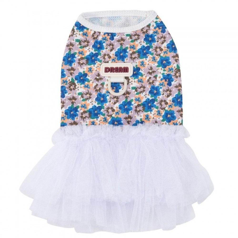 Breathable Dog Princess Dress White Lace Cat Cake Skirt Puffy Dog Floral Skirt  Photo Shoot