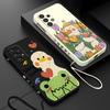 Duck With Sunglasses Cute Cartoon Phone Case For Samsung A73 A53 A33 A52 A32 A71 A51 A21S A50 A30 5G Liquid Left Rope Soft Cover