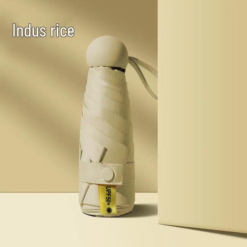 New Macaron Color Five-Fold Ultra-Light Sun Protection Compact Mini Umbrella with Buckle Handle