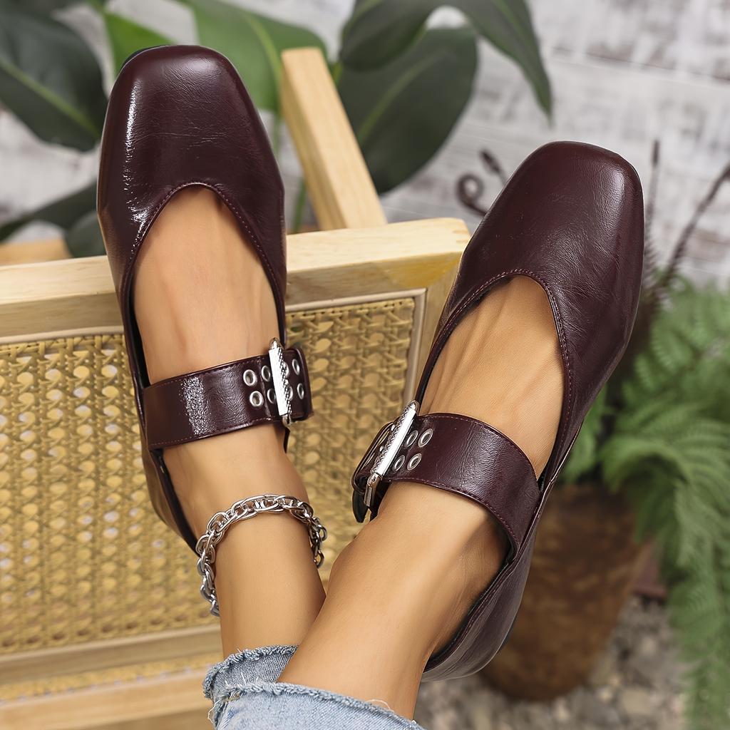 2025 New French-Style Women's Low-Cut Platform Ballet Flats with Straight-Strap Design