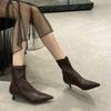 2025 autumn and winter design sense thin heel pointed low heel boots fashion short boots