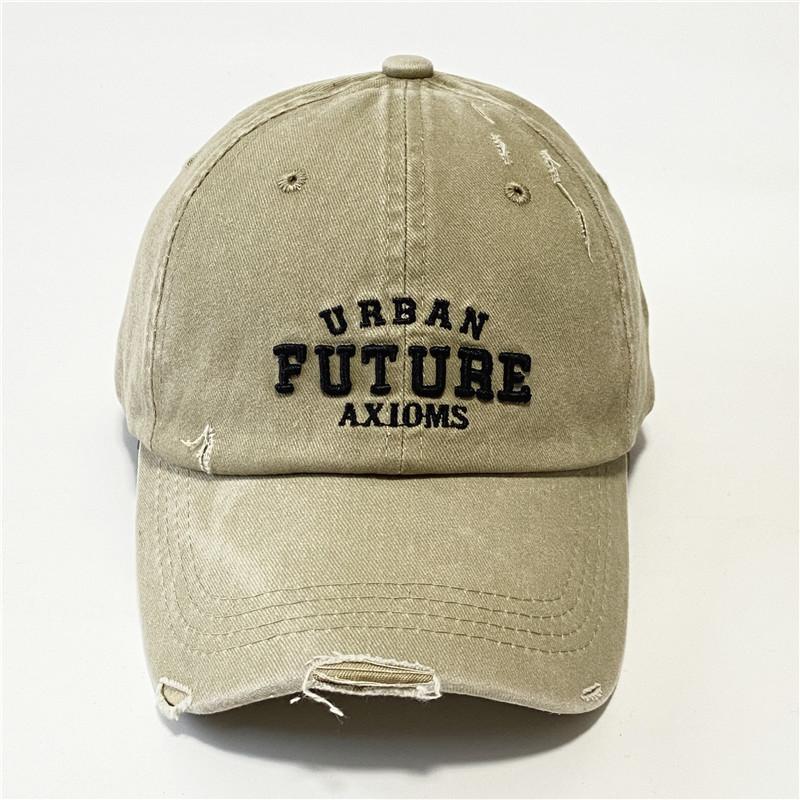 Retro Old Baseball Hat Men and Women American Washing Ripped Letters Baseball Cap Showing Face Small Sun Hat