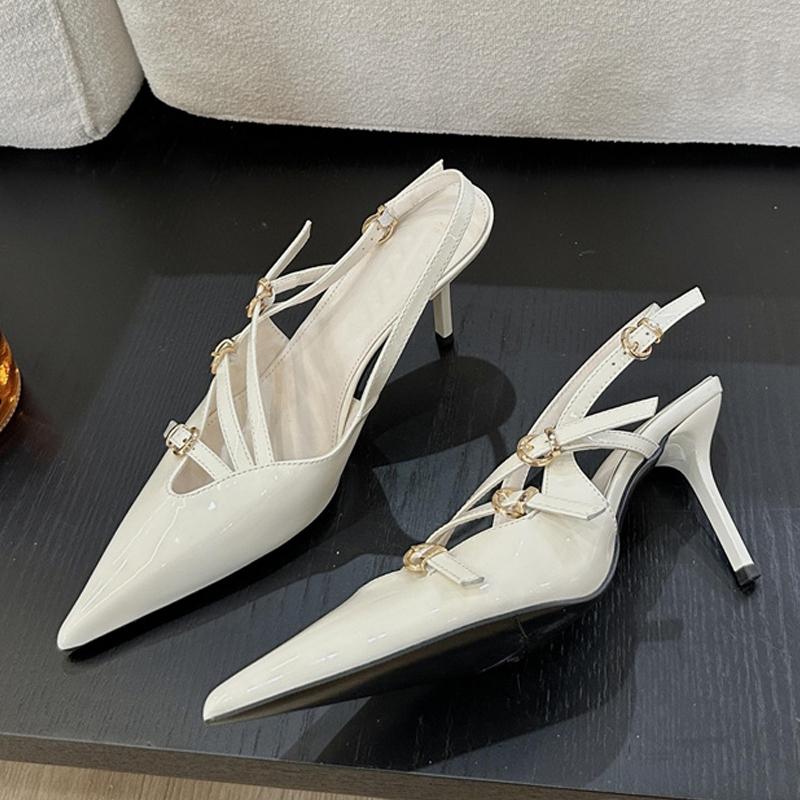 Liyke Spring Fashion Design More Buckle Strap Pumps Women Office Shoes Cozy Pointed Toe Party Prom Low Thin Heels Mules Sandals