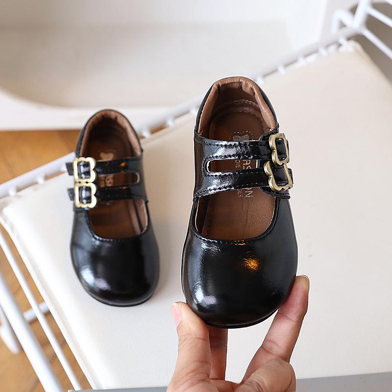 Kids Patent Leather Double Buckle Mary Jane Shoes