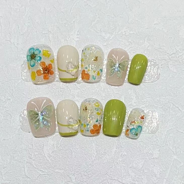 Wearing Armor, Handmade Short Armor Butterfly Fresh Manicure Products Can Be Removed and Reused