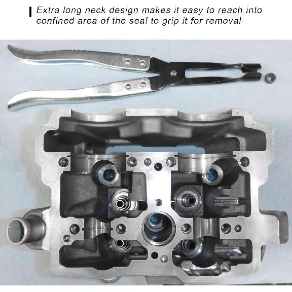 Car Valve Seal Pliers, 27cm/10.5in Valve Stem Seals Removal Tool with Ergonomic Grip, Narrow Access Oil Seal Pliers for Motorcycle ATV Small Engine