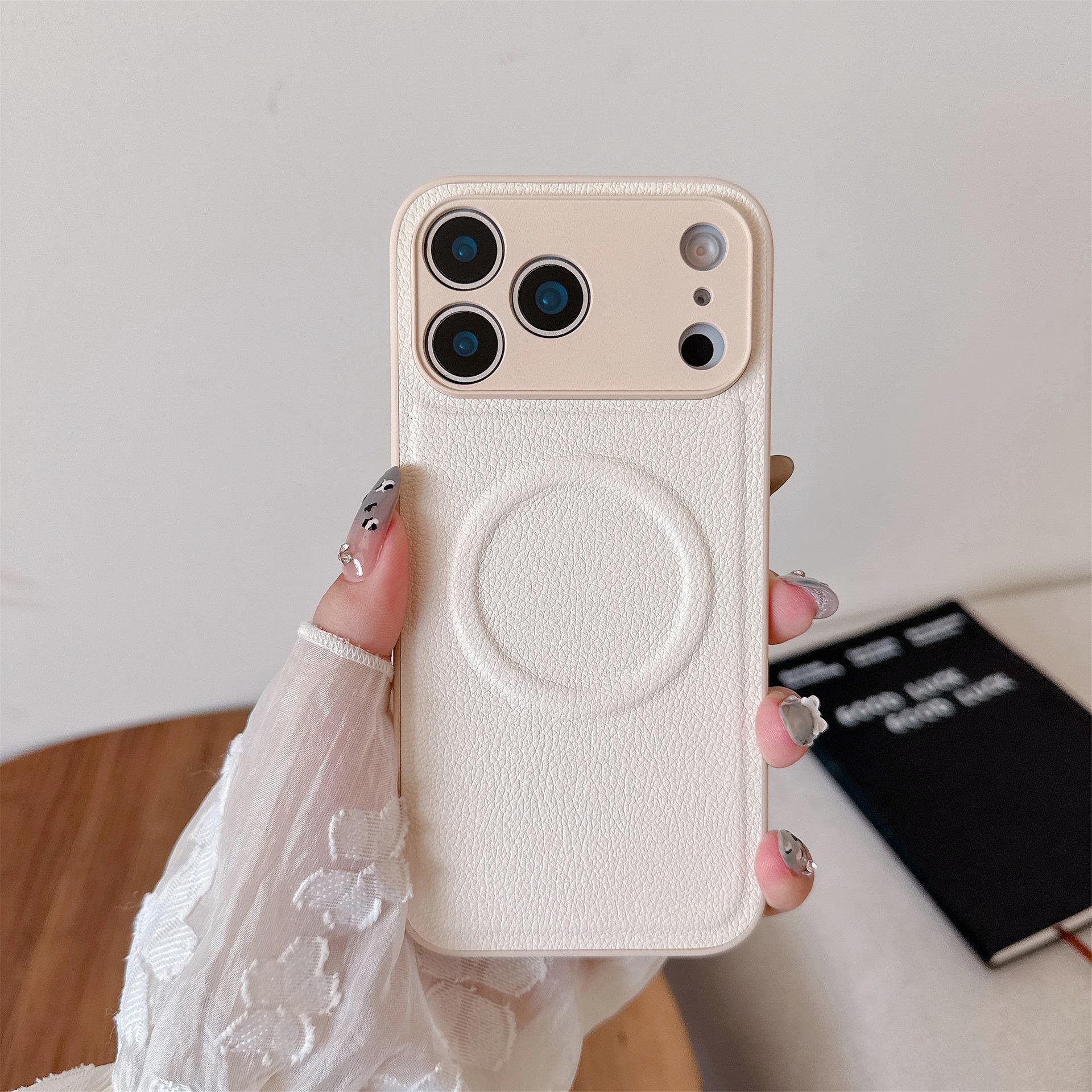 

Lychee Grain Magnetic Leather Phone Case for Apple Devices - Precision Fit iPhone 17 Pro Max