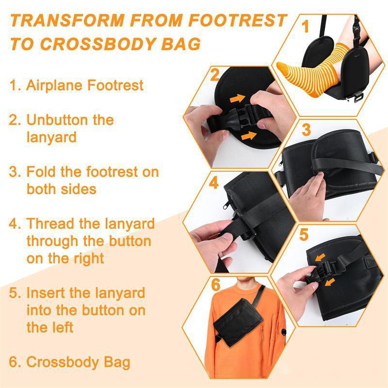 Plane Train Car Footrest Hanger Adjustable Portable Travel Foot Rest Hammock Space Saving Leg Support for Office and Travel