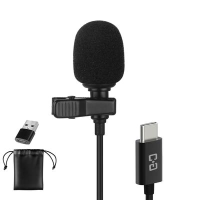 Lavalier Microphone with USB-C Port, Condenser Microphone Compatible with iPhone 16/15 & Android Type-C, Also Compatible with PCs and Laptops Via USB-